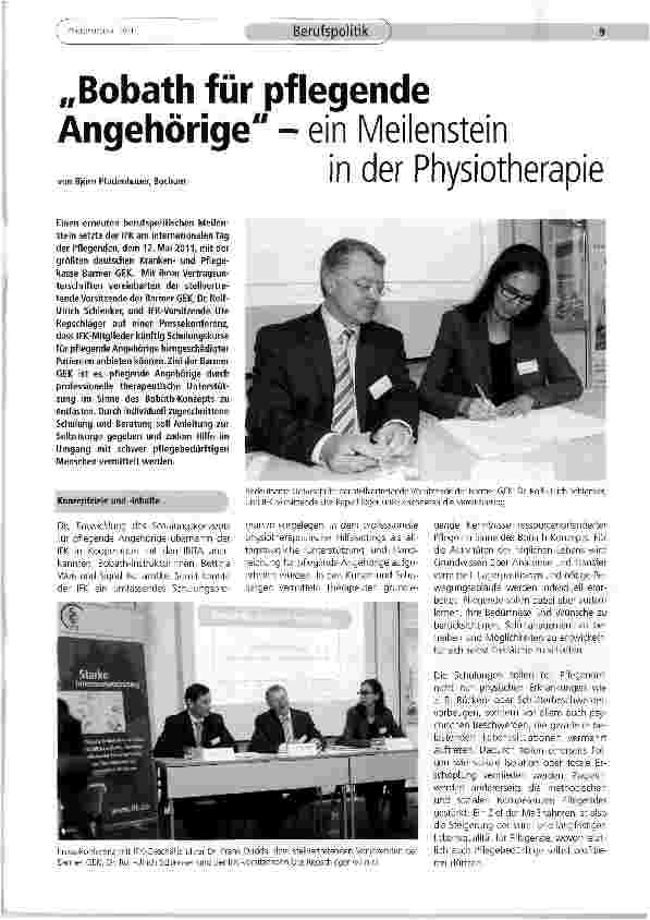 Vorschauseite 1: „Bobath für pflegende Angehörige - ein Meilenstein in der Physiotherapie