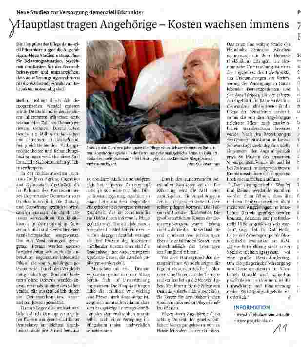 Vorschauseite 1: Hauptlast tragen Angehörige - Kosten wachsen immens