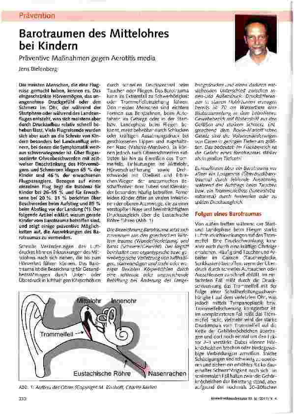 Vorschauseite 1: Barotraumen des Mittelohres bei Kindern