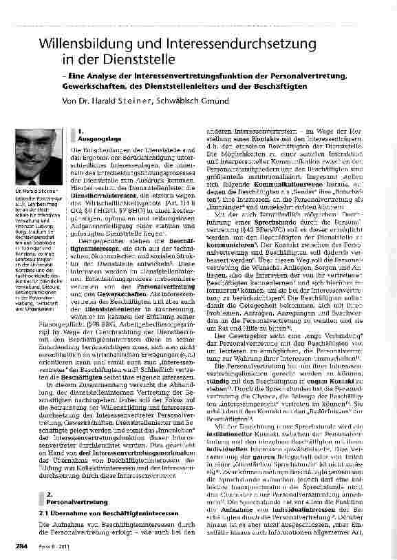 Vorschauseite 1: Willensbildung und Interessendurchsetzung in der Dienststelle