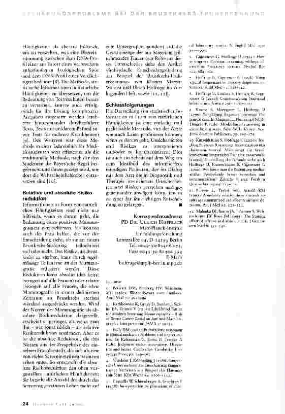 Vorschauseite 3: Positive Mammografie = Brustkrebs?Von den Schwierigkeiten im Umgang mit statistischen Informationen