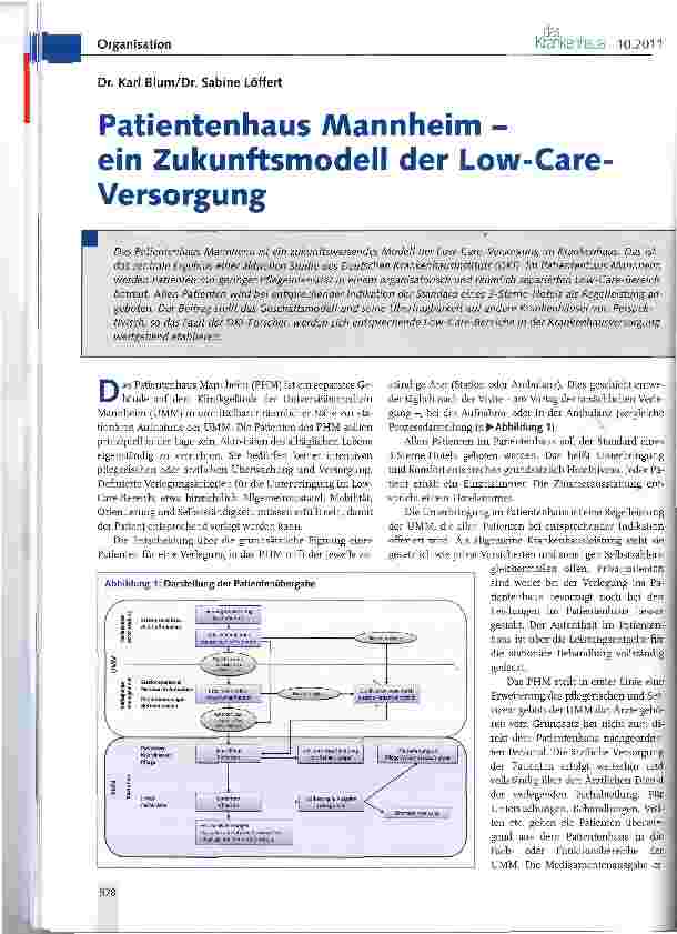 Vorschauseite 1: Patientenhaus Mannheim -ein Zukunftsmodell der Low-Care-Versorgung