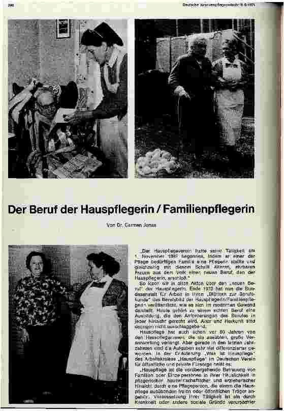 Vorschauseite 1: Der Beruf der Hauspflegerin/Familienpflegerin