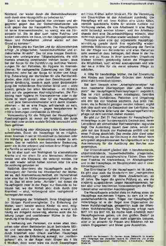 Vorschauseite 3: Der Beruf der Hauspflegerin/Familienpflegerin