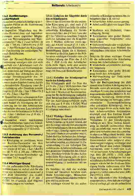 Vorschauseite 5: Das Arbeitsrecht des Krankenpflegepersonals 7. Die Beendigung des Arbeitsverhältnisses
