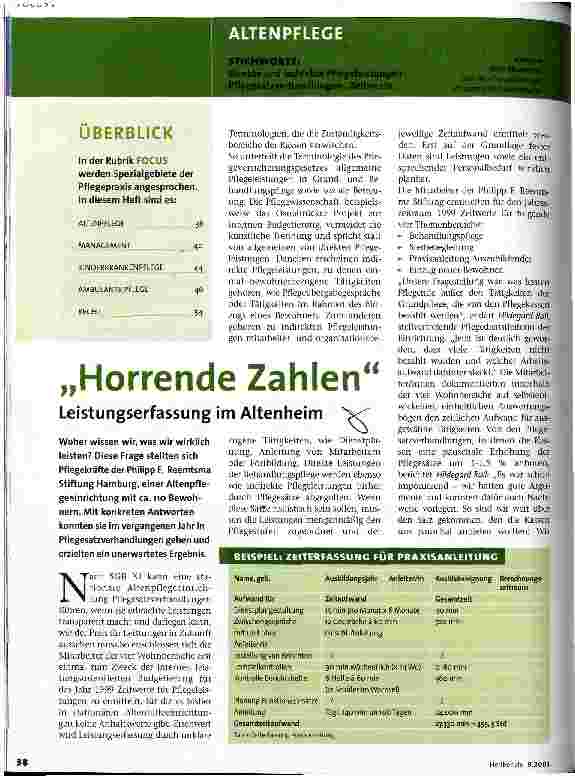 Vorschauseite 1: Horrende Zahlen Leistungserfassung im Altenheim