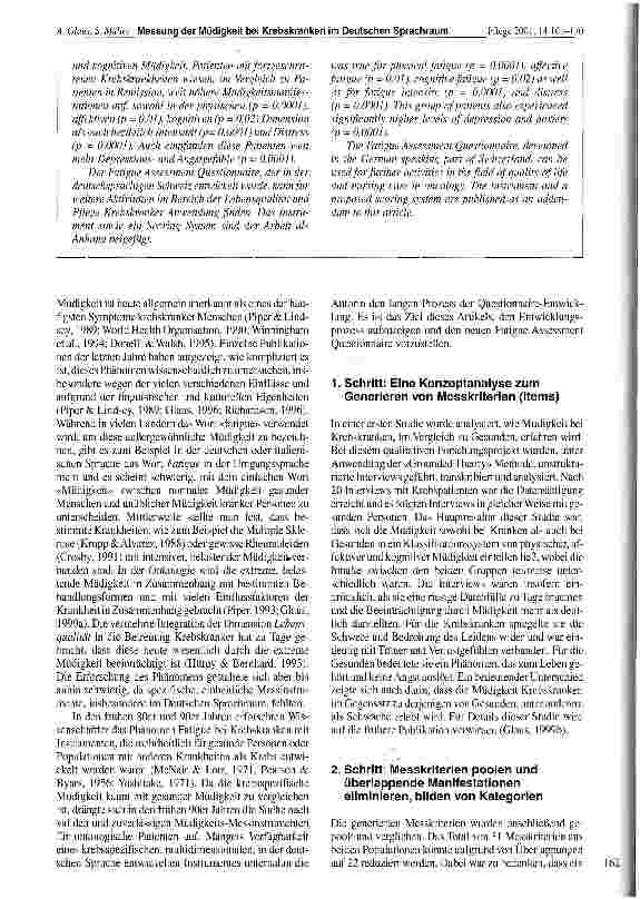 Vorschauseite 2: Messung der Müdigkeit bei Krebskranken im Deutschen Sprachraum: Die Entwicklung des Fatigue Assessment Questionnaires