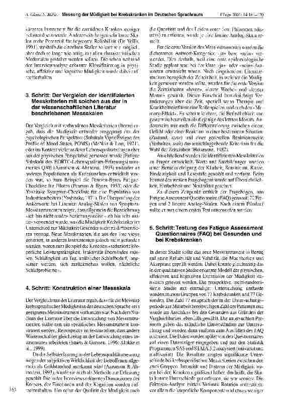 Vorschauseite 3: Messung der Müdigkeit bei Krebskranken im Deutschen Sprachraum: Die Entwicklung des Fatigue Assessment Questionnaires