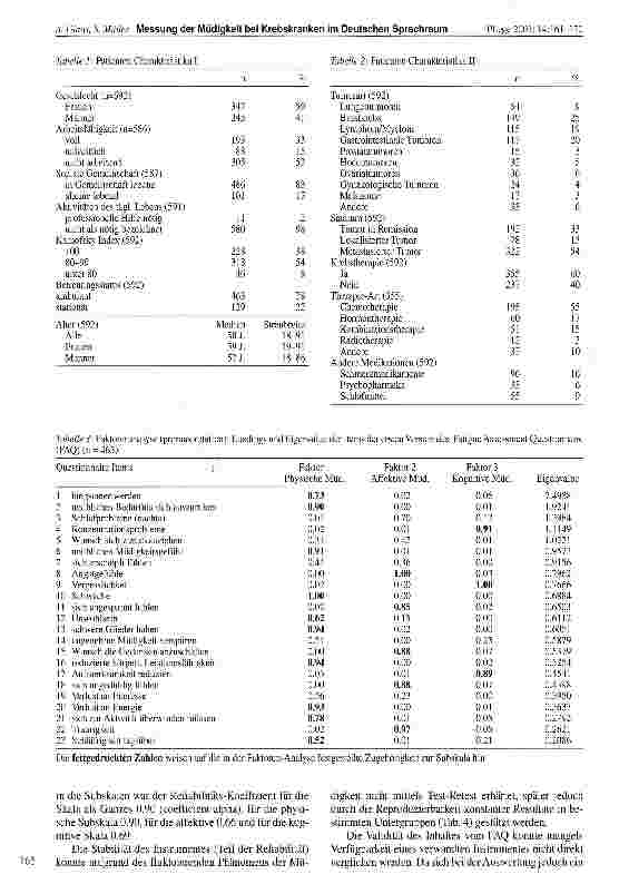 Vorschauseite 5: Messung der Müdigkeit bei Krebskranken im Deutschen Sprachraum: Die Entwicklung des Fatigue Assessment Questionnaires