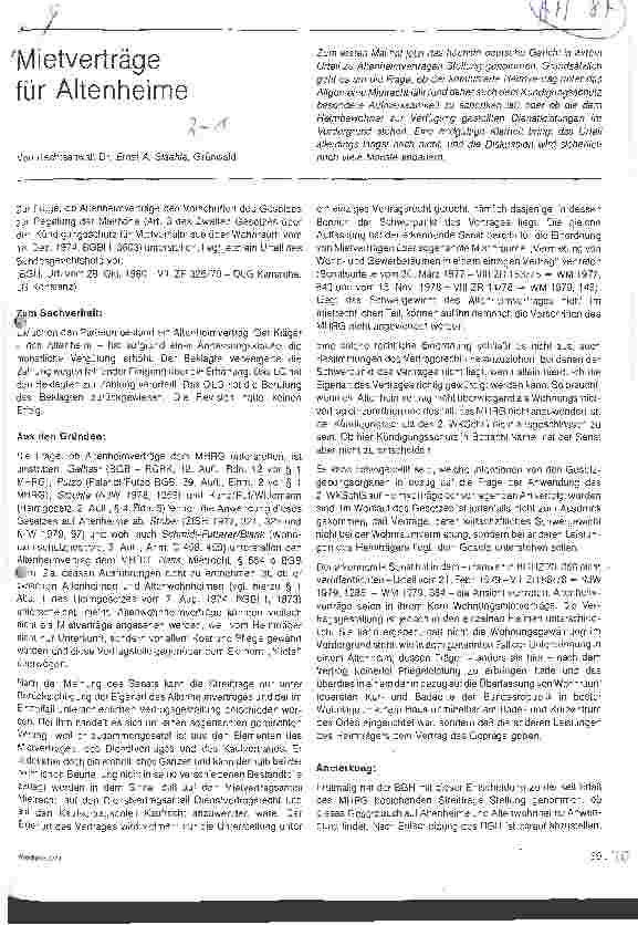 Vorschauseite 1: Mietverträge für Altenheime