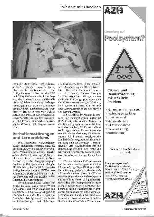 Vorschauseite 2: FRÜHSTART MIT HANDICAPLANGZEITFOLGEN EXTREMER FRÜHGEBURT