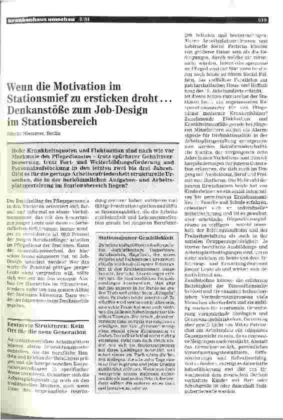 Vorschauseite 1: Wenn die Motivation im Stationsmief zu ersticken droht. .. Denkanstöße zum Job-Design im Stationsbereich