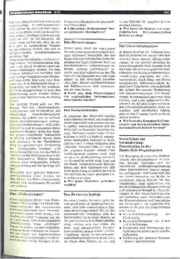 Vorschauseite 2: Wenn die Motivation im Stationsmief zu ersticken droht. .. Denkanstöße zum Job-Design im Stationsbereich