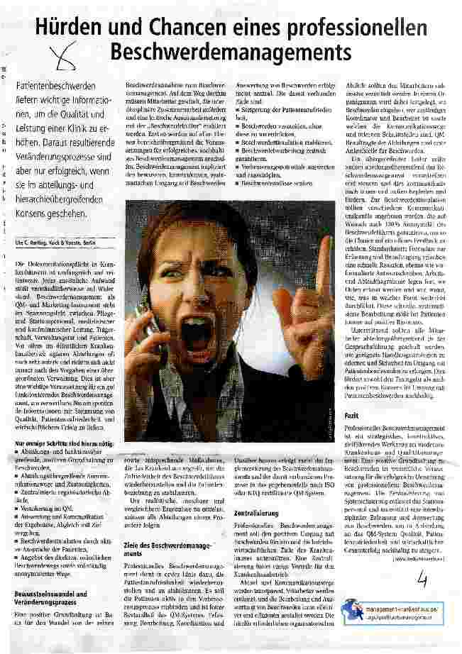 Vorschauseite 1: Hürden und Cahncen eines professionellen Beschwerdemanagements