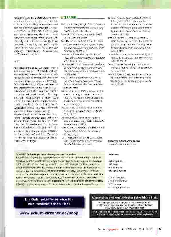 Vorschauseite 4: Zielsetzung in der AphasietherapieEine empirische Untersuchung von Rehabilitationsberichten