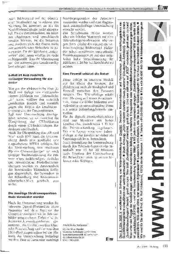 Vorschauseite 4: Die Telemedizin verbindet das Krankenhaus der Grundversorgung mit der HochleistungsklinikDie Elektive Betreuung von Computertomographen mit teleradiologiscl gestützter Notfallbefu…