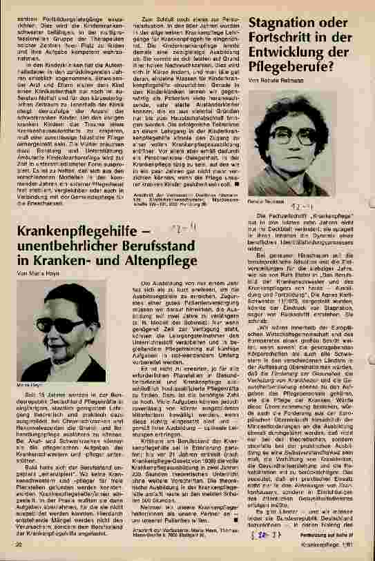 Vorschauseite 1: Stagnation oder Forschritt in der Entwicklung der Pflegeberufe?