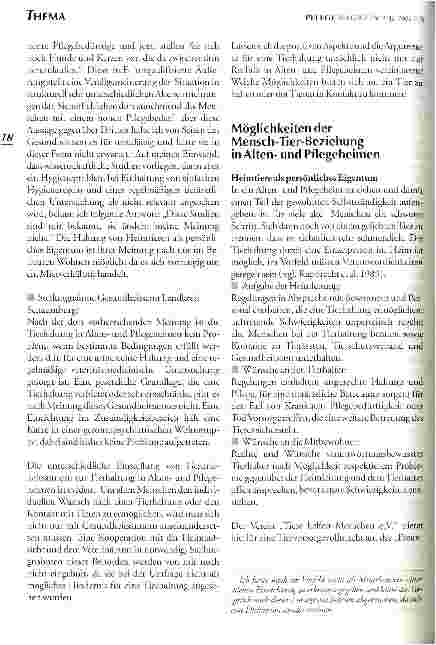 Vorschauseite 4: Tierische Hausgenossen Individuelle Wunschvorstellung oder Normalität in Altenund Pflegeheimen?