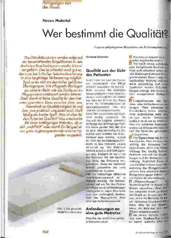 Vorschauseite 1: Wer bestimmt die Qualität? Lagern auf geeigneten Materialien, ein Erfahrungsbericht