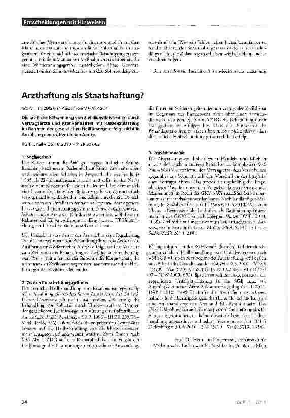 Vorschauseite 1: Arzthaftung als Staatshaftung?
