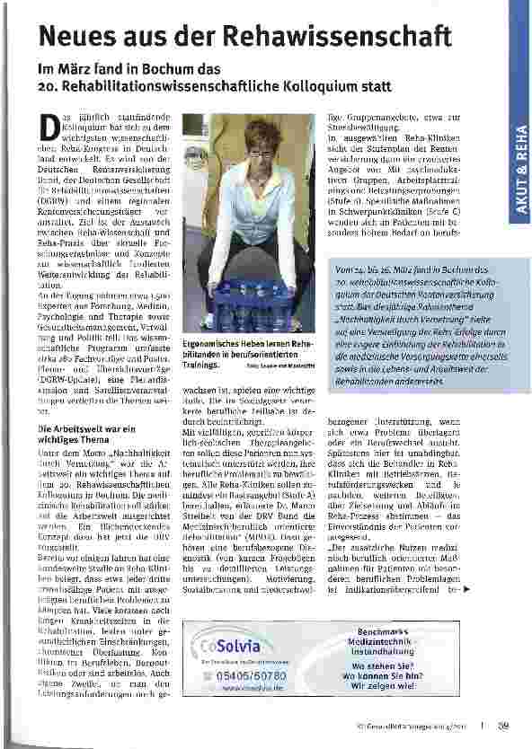 Vorschauseite 1: Neues aus der Rehawissenschaft