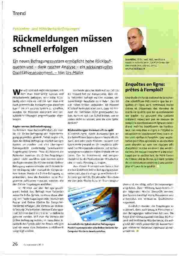 Vorschauseite 1: Rückmeldungen müssen schnell erfolgen