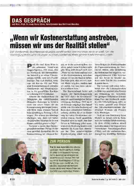 Vorschauseite 1: „Wenn wir Kostenerstattung anstreben, müssen wir uns der Realität stellen