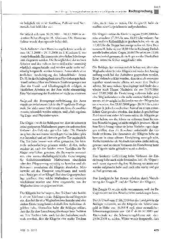 Vorschauseite 2: Verpflichtung zu Sicherungsmaßnahmen, um ein erneutes Weglaufen zu verhindernBGB §253, § 280 Abs. 1