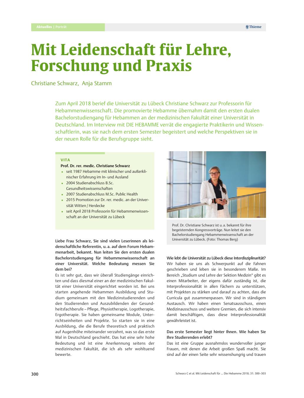 Vorschauseite 1: Mit Leidenschaft für Lehre, Forschung und Praxis
