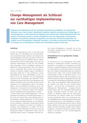 Vorschauseite 1: Change-Management als Schlüssel zur nachhaltigen Implementierung von Care Management