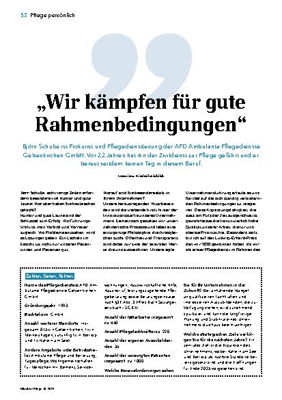 Vorschauseite 1: „Wir kämpfen für gute Rahmenbedingungen.“