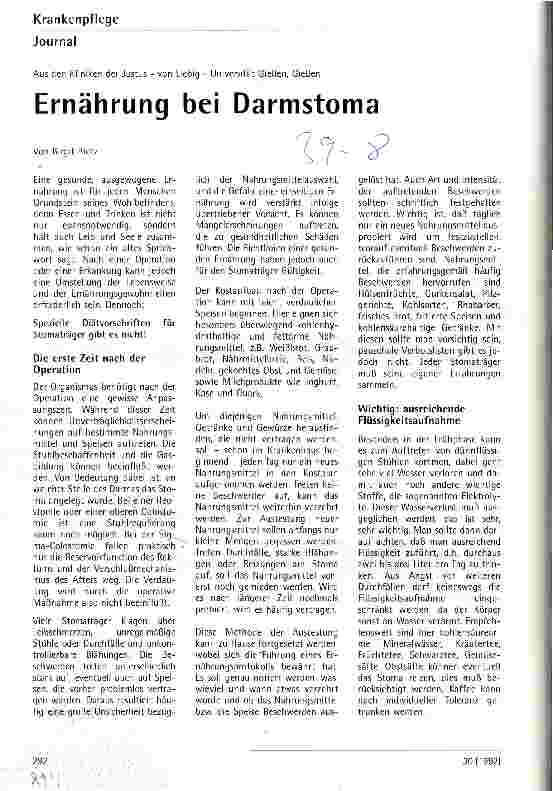 Vorschauseite 1: Ernährung bei Darmstoma