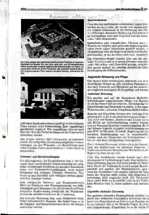 Vorschauseite 2: Modellprojekt Franziskus-Hospiz Hochdahl