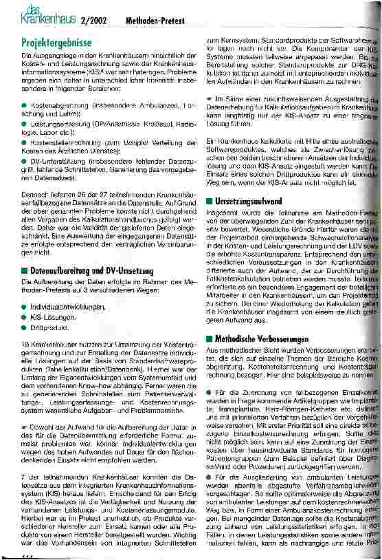 Vorschauseite 2: Kalkulation von Fallkosten in einem deutschen DRG-System Ergebnisse des Methoden-Pretests
