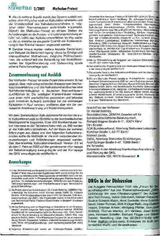 Vorschauseite 4: Kalkulation von Fallkosten in einem deutschen DRG-System Ergebnisse des Methoden-Pretests