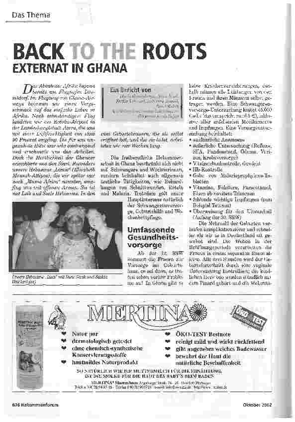 Vorschauseite 1: BACK TO THE ROOTSEXTERNAT IN GHANA
