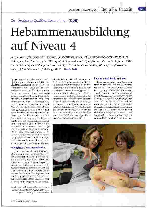 Vorschauseite 1: Hebammenausbildung auf Niveau 4
