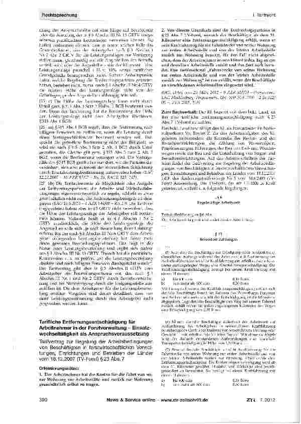 Vorschauseite 2: Tarifliche Leistungszulage - Unterbliebene Leistungsbeurteilung - Anwendbarkeit des §315 BGB BGB § 315; Gehaltsrahmentarifvertrag für die Angestellten in der Eisen-, Metallund Ele…