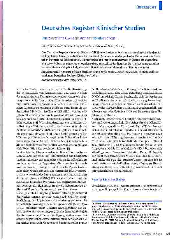 Vorschauseite 1: Deutsches Register Klinischer Studien
