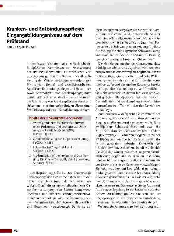 Vorschauseite 1: Krankenund Entbindungspflege: Eingangsbildungsniveau auf dem Prüfstand