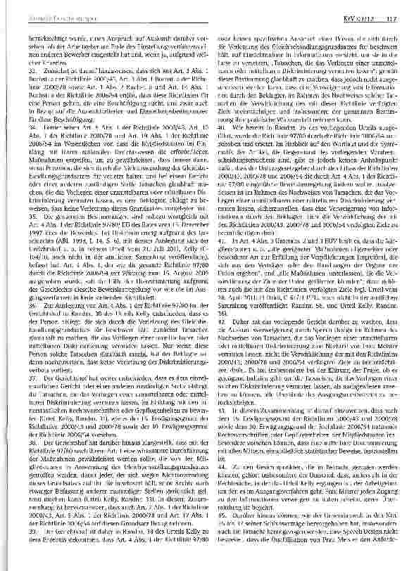 Vorschauseite 4: Kein Auskunftsanspruch für abgelehnten Stellenbewerber Arbeitsrecht, Gleichbehandlungsgrundsatz, Diskriminierung Art. 8 Abs. 1 der Richtlinie 2000/43/EG, Art. 10 Abs. 1 der Richtl…