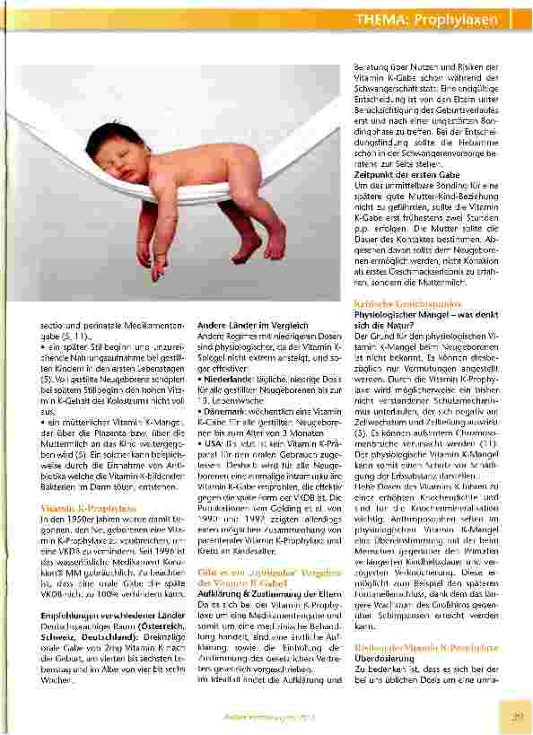 Vorschauseite 2: Vitamin K Was hat sich die Natur gedacht? Die Vitamin K-Prophylaxe beim gesunden, reifen Neugeborenen