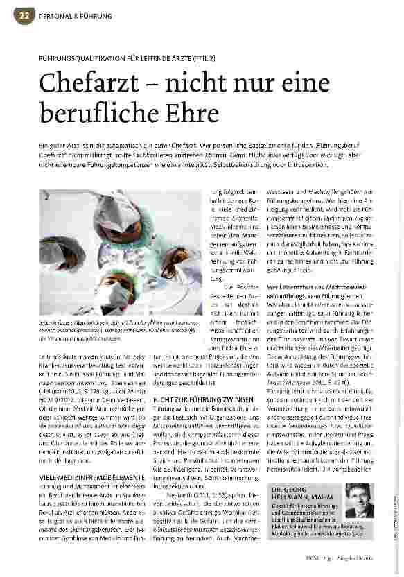 Vorschauseite 1: Chefarzt - nicht nur eine berufliche Ehre