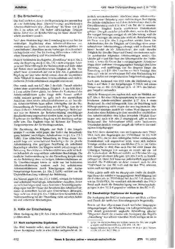 Vorschauseite 2: Neue Stufenzuordnung nach §16 TVöD bei nahtloser Weiterbeschäftigung im Anschlussarbeitsverhältnis?** Anmerkungen zum Urteil des BAG vom 27.1.2011 - 6 AZR 382/09 - (ZTR 2011, 214)