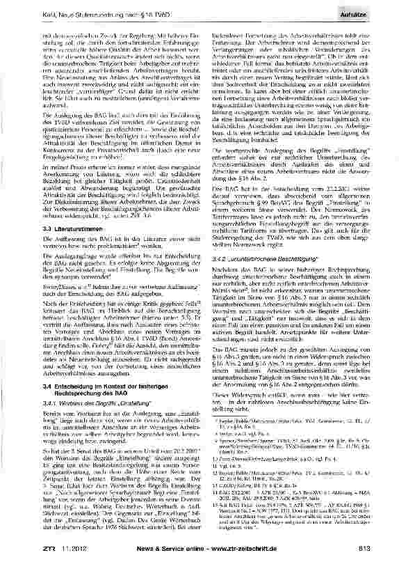 Vorschauseite 3: Neue Stufenzuordnung nach §16 TVöD bei nahtloser Weiterbeschäftigung im Anschlussarbeitsverhältnis?** Anmerkungen zum Urteil des BAG vom 27.1.2011 - 6 AZR 382/09 - (ZTR 2011, 214)