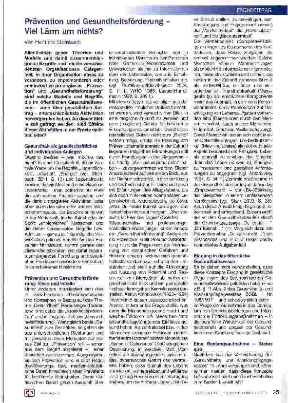 Vorschauseite 1: Prävention und Gesundheitsförderung -Viel Lärm um nichts?