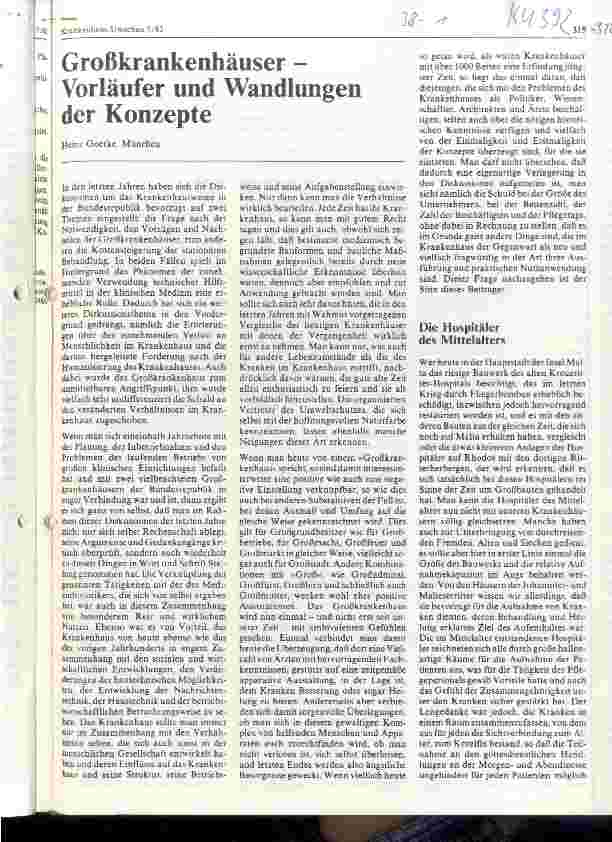 Vorschauseite 1: Großkrankenhäuser Vorläufer und Wandlungen der Konzepte