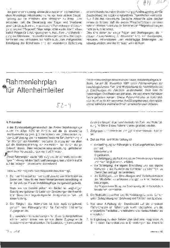 Vorschauseite 1: Rahmenlehrplan für Altenheimleiter