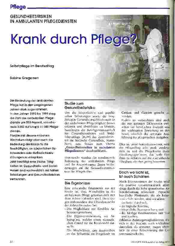 Vorschauseite 1: Krank durch Pflege?