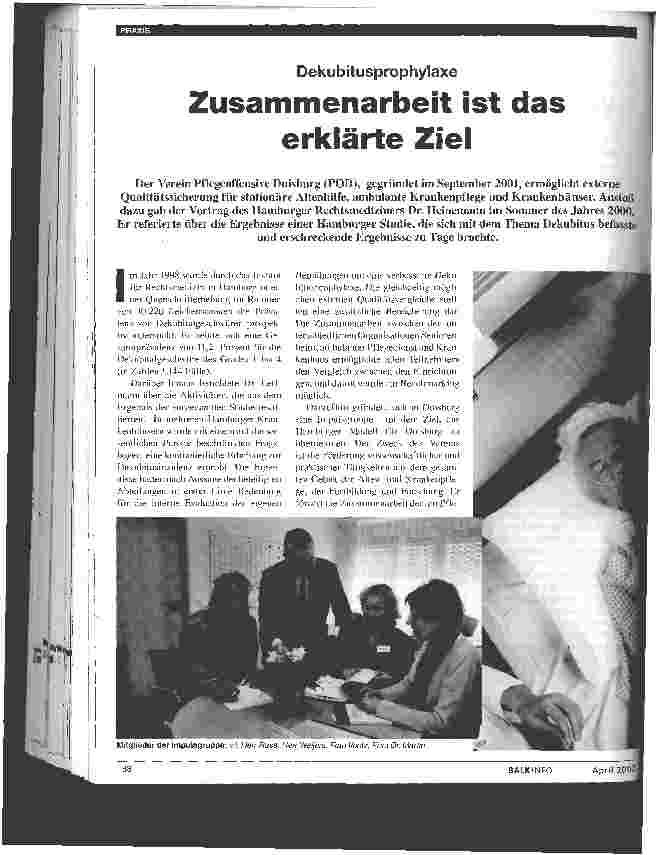 Vorschauseite 1: Dekubitusprophylaxe: Zusammenarbeit ist das erklärte Ziel